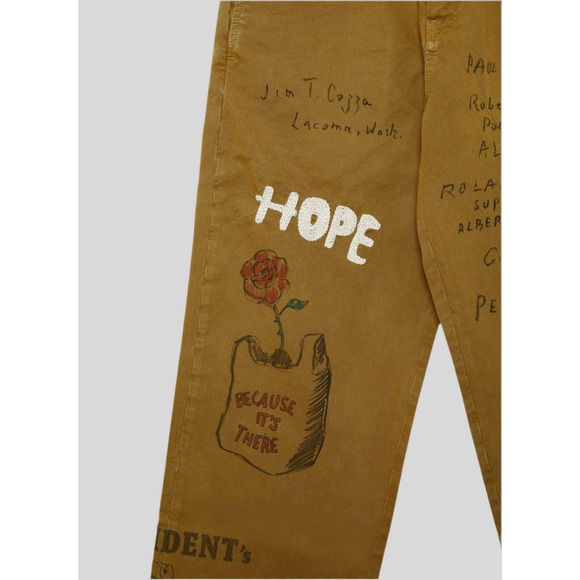 NWT P's President's Khaki Gabardine Patch Embroidery Pants Size 36 - Picture 4 of 9